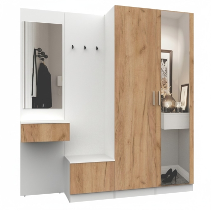 Набор мебели для прихожей "Марсель-111" МР 01-111 В2160 Ш2000 Г420 (ЛДСП Дуб крафт золотой) Набор мебели для прихожей "Марсель-111" МР 01-111 В2160 Ш2000 Г420 (ЛДСП Дуб крафт золотой)